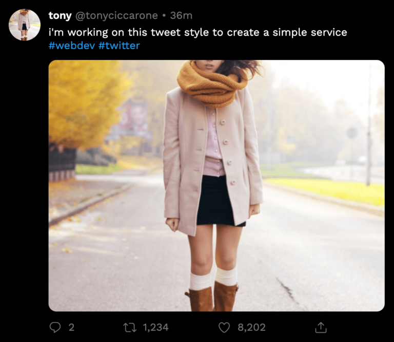 Recreating the style of a tweet in dark mode